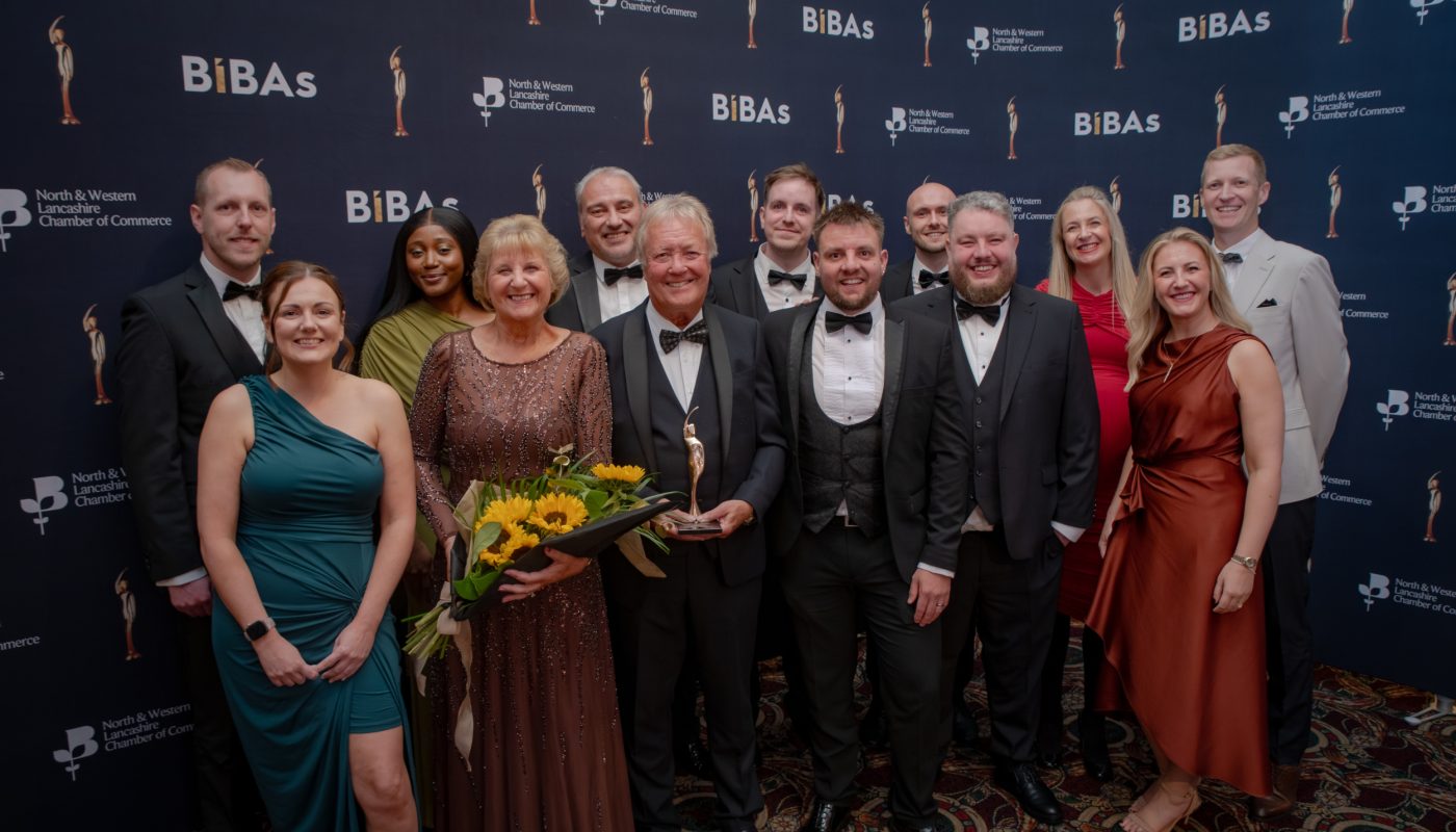 The Pendle Doors team celebrating their Employer of the Year win at the BIBAs 2026